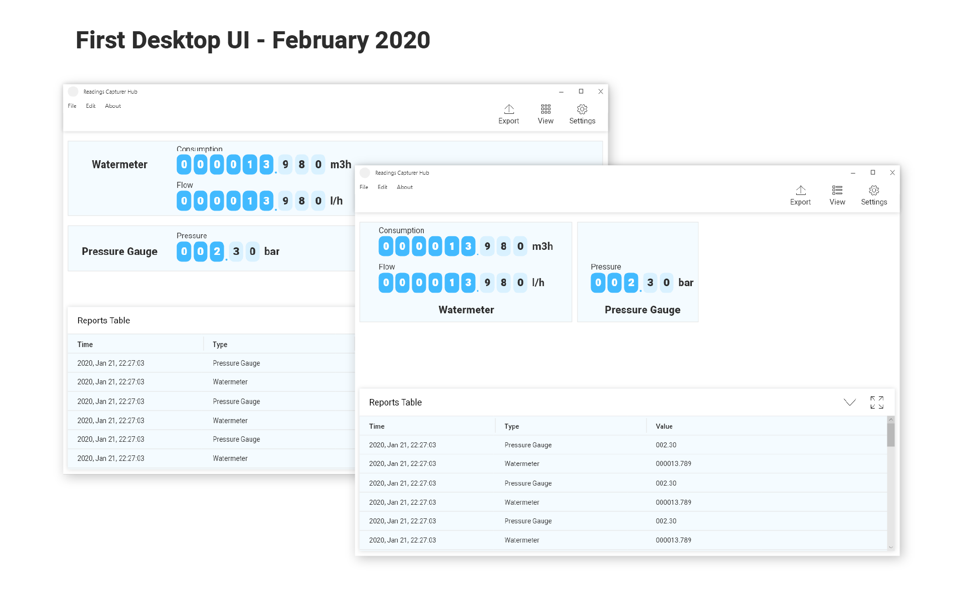 Readings Capturer Hub UI Design