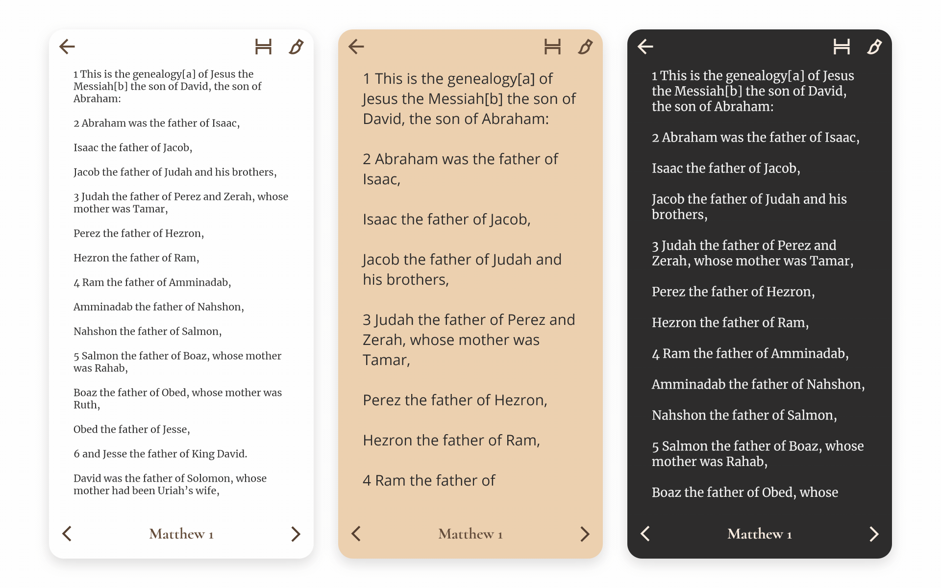 Bible Reader App UI Reader Preferences